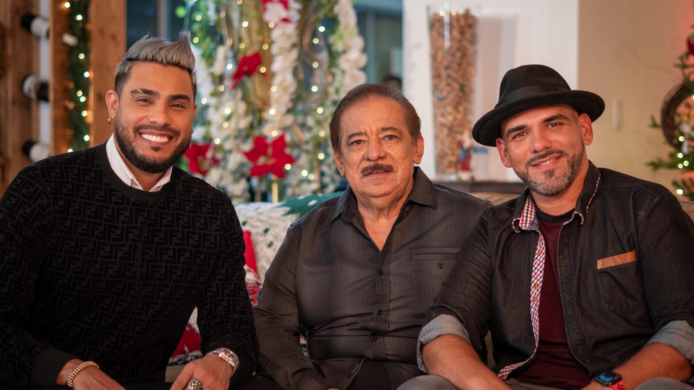 Ronald Borjas, Betulio Medina y Jorge Glem durante la grabación de Amigo en 2021.
